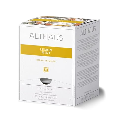 Althaus Tee LEMON MINT Kräutertee im Pyramidenbeutel PYRA PACK Naturbelassener Kräutertee mit Zitronengras und Pfefferminze 15 x 2,75g von Althaus