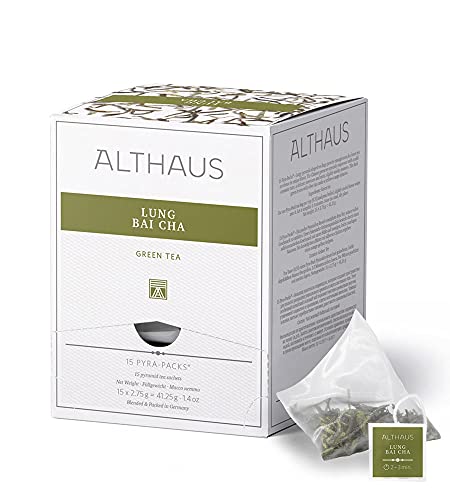 Althaus Tee LUNG BAI CHA ⋅ Grüner Tee im Pyramidenbeutel PYRA PACK ⋅ Naturbelassener chinesischer grüner Tee ⋅ 15 x 2,75g Althaus Tee LUNG BAI CHA ⋅ Grüner Tee im Pyramidenbeutel PYRA PACK ⋅ Naturbelassener chinesischer grüner Tee ⋅ 15 x 2,75g von Althaus