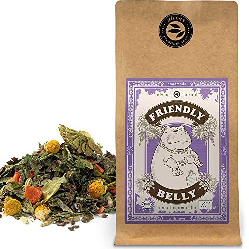 "Friendly Belly" Kräutertee Lose Bio mit Fenchel Kamille Geschmack | Kräutermischung ohne Aroma | 100 Gramm (ca. 40 Tassen) von alveus | Produkt aus Deutschland | von Alveus