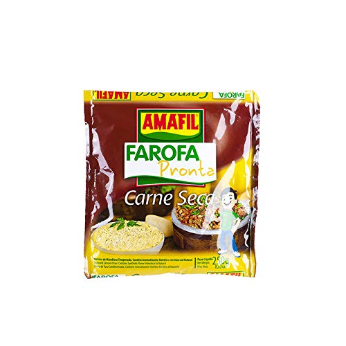 Geröstetes und gewürztes Maniokmehll, Beutel 250g - Farofa Pronta Carne-Seca AMAFIL 250g von Amafil