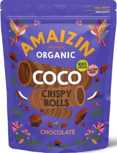 Amaizin Bio knusprige Kokosnuss Rollen Schokolade 1x140g - exotische Schoko BIO Waffelröllchen als Snack Amaizin Bio knusprige Kokosnuss Rollen Schokolade 1x140g - exotische Schoko BIO Waffelröllchen als Snack von Amaizin