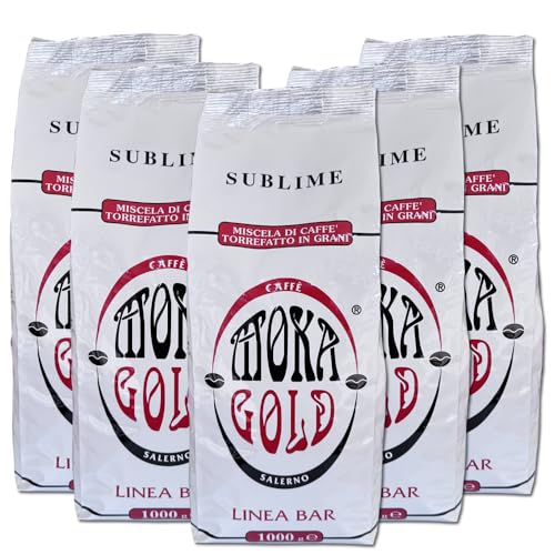 Moka Gold Linie Sublime – 5 Beutel à 1 kg – Kaffeebohnen mit raffiniertem Geschmack – Arabische Mischung – Ideal für Bars und Restaurants – Aroma-Verpackung Moka Gold Linie Sublime – 5 Beutel à 1 kg – Kaffeebohnen mit raffiniertem Geschmack – Arabische Mischung – Ideal für Bars und Restaurants – Aroma-Verpackung von Amanti taste and passion