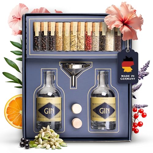 AMARI ® DIY Gin Set - zum Selber machen, Geschenkset inkl. Botanicals - Perfekt für zu Hause oder als Geschenk, Gin Tasting Geschenkbox - Geschenkideen do it yourself, Ginbaukasten von Amari