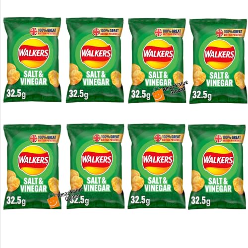 Walkers Salt & Vinegar Chips 8 x 32,5 g Packung – 100% britische Kartoffeln Chips Walkers Salt & Vinegar Chips 8 x 32,5 g Packung – 100% britische Kartoffeln Chips von AmazValue Global