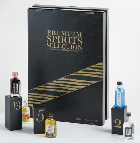 Premium Spirituosen Adventskalender | Whisky, Gin, Rum, Likör | 24 Miniaturflaschen inklusive Booklet mit Verkostungsnotizen | Limitierte Auflage Premium Spirituosen Adventskalender | Whisky, Gin, Rum, Likör | 24 Miniaturflaschen inklusive Booklet mit Verkostungsnotizen | Limitierte Auflage von LAOSEP