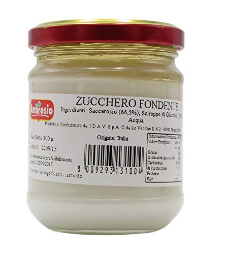 Ambrosio Zucchero Fondente Dunkler Zucker Kuchen zu beschichten glas 300g Gebäck Zutaten 100% Italienisches Produkt von Ambrosio