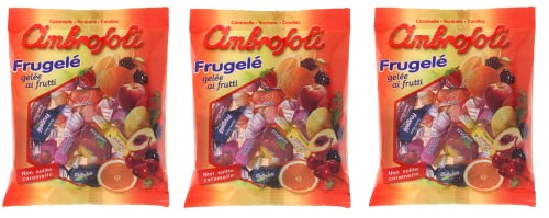 3x Ambrosoli Frugelé Fruchtgelee in den Geschmacksrichtungen Erdbeere, Zitrone, Orange, Schwarzkirsche, Pfirsich und Brombeere 130g Beutel Weiche Fruchtbonbons Bonbons 3x Ambrosoli Frugelé Fruchtgelee in den Geschmacksrichtungen Erdbeere, Zitrone, Orange, Schwarzkirsche, Pfirsich und Brombeere 130g Beutel Weiche Fruchtbonbons Bonbons von Ambrosoli