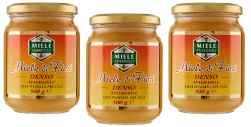 3x Ambrosoli Miele di Fiori Denso Spalmabile Streichfähig Dichter Blütenhonig Honig 500g Glas von Ambrosoli