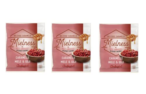 3x Ambrosoli Mielness Miele&Goji Honigbonbons mit Goji-Beeren Süßigkeiten Beutel mit 90 g 3x Ambrosoli Mielness Miele&Goji Honigbonbons mit Goji-Beeren Süßigkeiten Beutel mit 90 g von Ambrosoli
