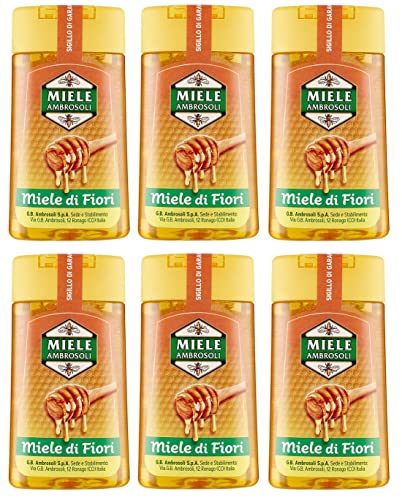 6x Ambrosoli Miele di Fiori Blütenhonig Honig 220g Squeeze Wildblütenhonig von Ambrosoli