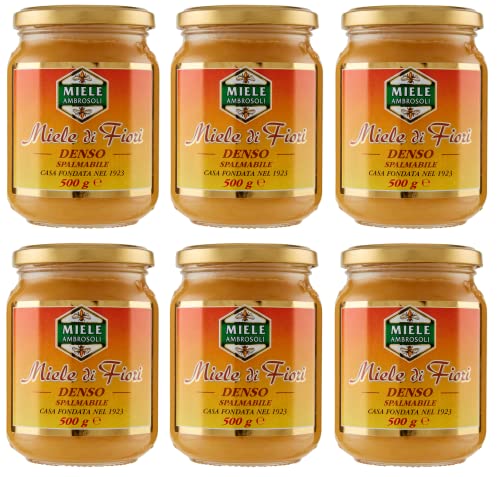 6x Ambrosoli Miele di Fiori Denso Spalmabile Streichfähig Dichter Blütenhonig Honig 500g Glas 6x Ambrosoli Miele di Fiori Denso Spalmabile Streichfähig Dichter Blütenhonig Honig 500g Glas von Ambrosoli