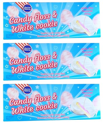 American Bakery Candy Floss & White Cookie 3 x 96g | Weisse Cookies gefüllt mit Zuckerwatte von American Bakery