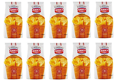 10x Amica Chips Eldorada Grigliata Salzige Kartoffelchips mit gewelltem Schnitt 130g glutenfreie knusprige Kartoffel chips 10x Amica Chips Eldorada Grigliata Salzige Kartoffelchips mit gewelltem Schnitt 130g glutenfreie knusprige Kartoffel chips von Amica