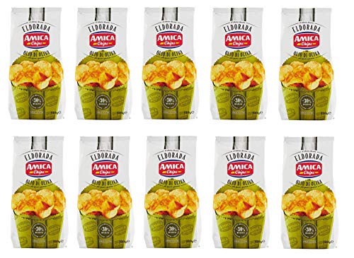 10x Amica Chips Eldorada con Olio di Oliva Kartoffelchips mit Olivenöl 130g glutenfreie knusprige Kartoffel chips 10x Amica Chips Eldorada con Olio di Oliva Kartoffelchips mit Olivenöl 130g glutenfreie knusprige Kartoffel chips von Amica