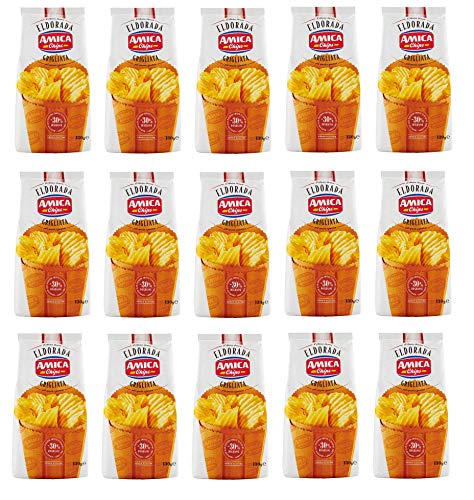 15x Amica Chips Eldorada Grigliata Salzige Kartoffelchips mit gewelltem Schnitt 130g glutenfreie knusprige Kartoffel chips 15x Amica Chips Eldorada Grigliata Salzige Kartoffelchips mit gewelltem Schnitt 130g glutenfreie knusprige Kartoffel chips von Amica