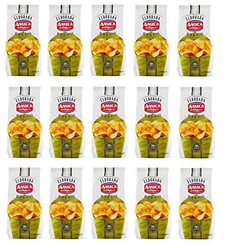 15x Amica Chips Eldorada con Olio di Oliva Kartoffelchips mit Olivenöl 130g glutenfreie knusprige Kartoffel chips 15x Amica Chips Eldorada con Olio di Oliva Kartoffelchips mit Olivenöl 130g glutenfreie knusprige Kartoffel chips von Amica