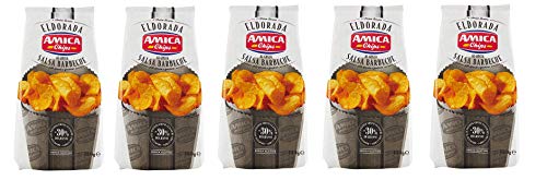 5x Amica Chips Eldorada Salsa Barbecue Kartoffelchips gesalzen mit Geschmack der Barbecue-Sauce glutenfreie knusprige Kartoffel chips 130g von Amica