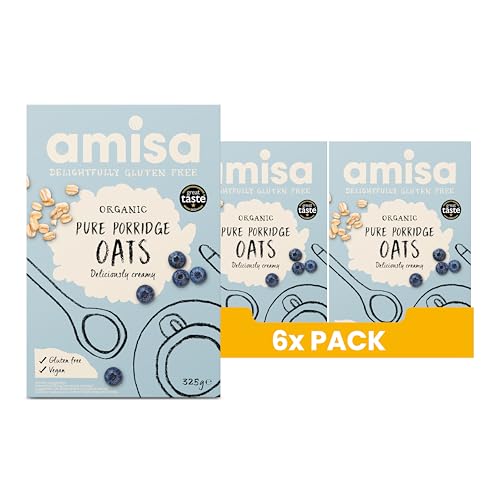 Amisa – Glutenfreier Bio-Haferbrei (6 x 325 g), reiner Vollkornhafer, glutenfreie Frühstückszerealien, ballaststoffreich und natürlich vegan Amisa – Glutenfreier Bio-Haferbrei (6 x 325 g), reiner Vollkornhafer, glutenfreie Frühstückszerealien, ballaststoffreich und natürlich vegan von Amisa