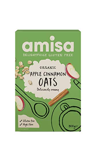 Amisa Organic Gluten Free Pure Porridge Oats Apple & Cinnamon Spice 300g, 2 Pack von Amisa