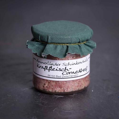 Hochwertiges Hausgemachtes Corned Beef im Glas | Zartes Kraftfleisch, 160g | Delikater Geschmack und Konsistenz von Ammerländer Schinkendiele