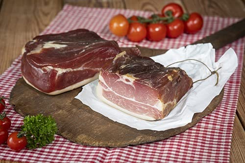Luftgetrockneter Schinkenspeck | Ca. 500g Stück | Herzhafter Speck mit intensivem Aroma | Perfekt zum Verfeinern von Gerichten und Snacks Luftgetrockneter Schinkenspeck | Ca. 500g Stück | Herzhafter Speck mit intensivem Aroma | Perfekt zum Verfeinern von Gerichten und Snacks von Ammerländer Schinkendiele