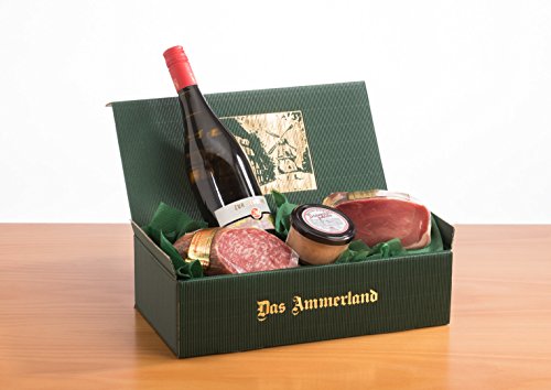 Weißwein-Schinken-Präsent Nr. 59 | Exquisites Geschenkset mit erlesenem Schinken und passendem Weißwein | Perfekt für Genießer und besondere Anlässe von Ammerländer Schinkendiele