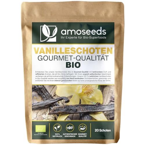 20 Vanilleschoten BIO | Frische Gourmet-Qualität | Lange Haltbarkeit im wiederverschließbaren Frischebeutel | Ohne künstliche Aromen 20 Vanilleschoten BIO | Frische Gourmet-Qualität | Lange Haltbarkeit im wiederverschließbaren Frischebeutel | Ohne künstliche Aromen von Amoseeds