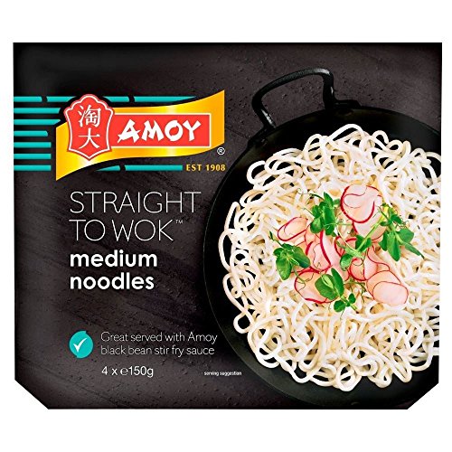 Amoy Straight to Medium Wok Noodles (4 pro Packung - 600g) - Packung mit 6 von Amoy