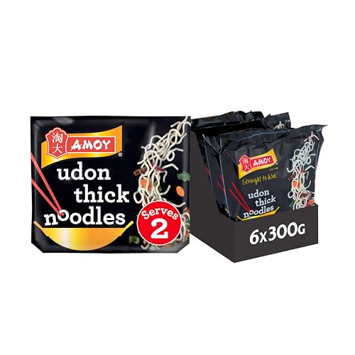 Amoy Straight to Wok Udon Thick Noodles 300 g (Pack of 6) von Amoy