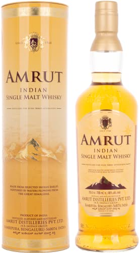 Amrut Indian Single Malt I Whisky I 1x0.7L I Mehrfach ausgezeichnete Amrut Brennerei I Nach alter indischer Tradition I Frisches Aroma von Amrut