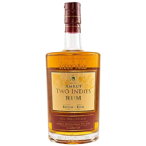 Amrut | Two Indies Rum | 700 ml | 42,8% Vol. | Indischer Rum | Duft von frischem Zuckerrohr & reifer Banane | Geschmack von Zuckerrohr | Noten von tropischen Früchten von Amrut