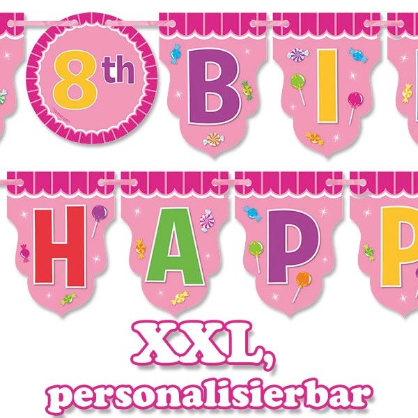 Candyshop Partykette XXL, Happy Birthday Deko, Süßigkeiten-Motiv, 3m von Amscan Europe GmbH