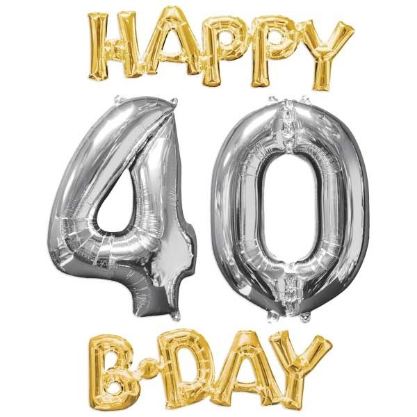 "HAPPY 40 B-DAY" XL Ballonset zum 40. Geburtstag gold-silber von Amscan Europe GmbH