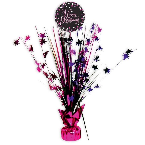Sparkling Celebr. Tischkaskade "Happy Birthday", pink, 46cm von Amscan Europe GmbH