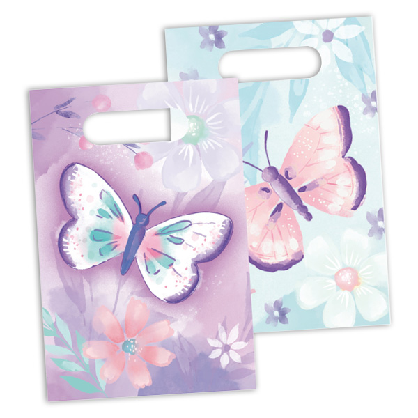 8 Schmetterling Mitgebseltüten aus Papier, 23,5cm x 15,5cm von Amscan