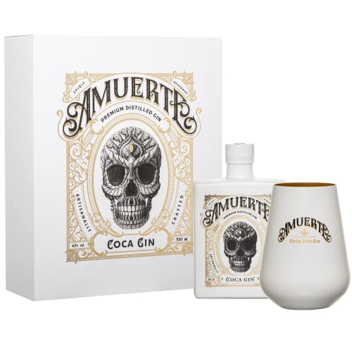 Amuerte Coca Leaf Gin Weiß Geschenkbox mit Gläsern von Amuerte