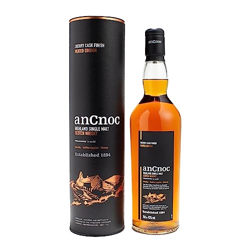 AnCnoc Highland Single Malt Scotch Whisky Sherry Cask Finish Peated Edition 43% Vol. 0,7l in Geschenkbox von An Cnoc