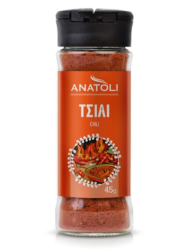 Anatoli Chili gemahlen 45g in Glas Streuer Boukouvo *** scharfe Paprika in Spender aus Glas *** mediterran würzen von Anatoli
