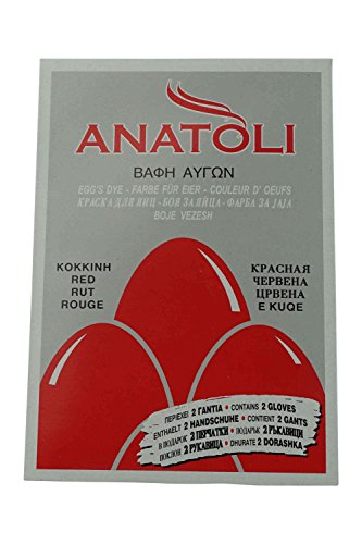 Anatoli Eierfarbe aus Griechenland rot 3g lebensmittelecht - Rote Eier Farbe inklusive Handschuhe - griechische Ostern von Anatoli