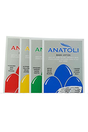 Anatoli Eierfarben Set aus Griechenland rot gelb grün blau 4x 3g lebensmittelecht - Eier Farbe inklusive Handschuhe - griechische Ostern Anatoli Eierfarben Set aus Griechenland rot gelb grün blau 4x 3g lebensmittelecht - Eier Farbe inklusive Handschuhe - griechische Ostern von Anatoli