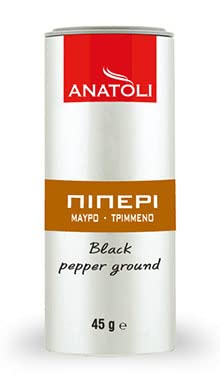 Anatoli Schwarzer Pfeffer Gewürz gemahlen 45g Alu Streuer Dose | Würz Black Pepper mediterran von Anatoli