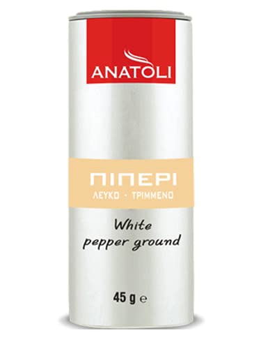 Anatoli weißer Pfeffer Gewürz gemahlen 45g Alu Streuer Dose | Würz White Pepper scharf mediterran von Anatoli