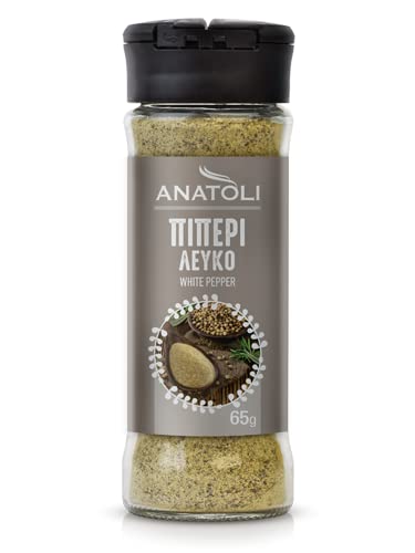 Anatoli weißer Pfeffer Gewürz gemahlen 65g Glas Streuer Spender | Würz White Pepper scharf mediterran von Anatoli