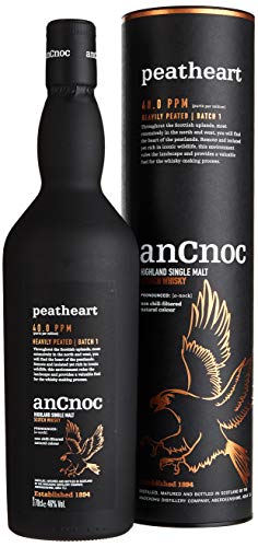 AnCnoc Peatheart 40.0 ppm Highland Single Malt Scotch Whisky mit Geschenkverpackung (1 x 0.7 l) von An Cnoc