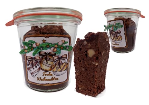 Weihnachtsgruß mit einem Schokoladen-Nusskuchen im Glas von Andis Backidee Kuchen & Gebäck Eine Idee von A. Tönges