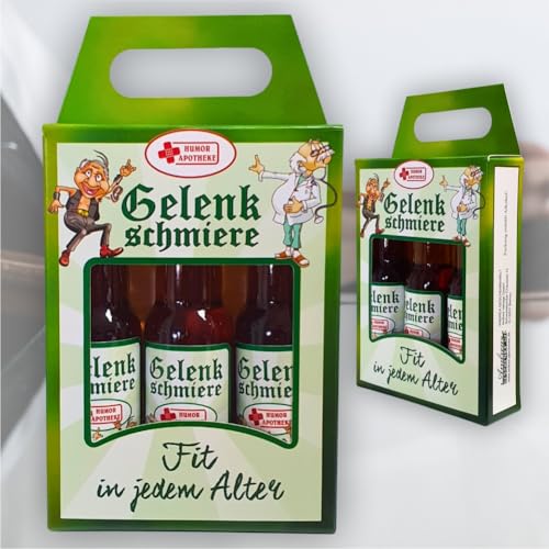 3er Box Kräuterlikör - Gelenkschmiere Fit im Alter und im Ruhestand - 3 x 0,02l 32% vol. alk. | Geschenk zum Ruhestand für Rentner Opa | Humorapotheke Spaßmedizin 3er Box Kräuterlikör - Gelenkschmiere Fit im Alter und im Ruhestand - 3 x 0,02l 32% vol. alk. | Geschenk zum Ruhestand für Rentner Opa | Humorapotheke Spaßmedizin von Gelenkschmiere