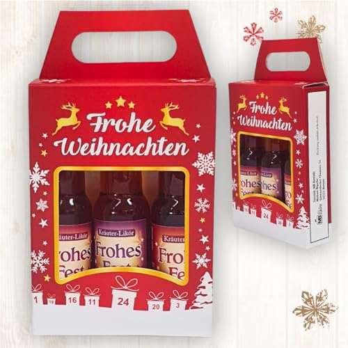 3er Box Weihnachtsliköre - Frohe Weihnachten - Kräuterlikör Likör | Geschenk zu Weihnachten in schöner Geschenkverpackung von AV Andrea Verlag