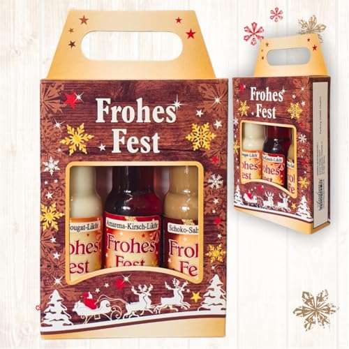 3er Box Weihnachtsliköre - Frohes Fest - Kräuterlikör Likör | Geschenk zu Weihnachten in schöner Geschenkverpackung von AV Andrea Verlag