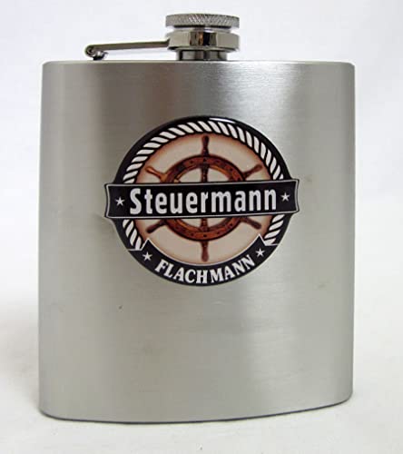 Flachmann Edelstahl gebürstet - Steuermann ca. 9,3 x 12,5 x2,6 cm B/H/T von AV Andrea Verlag