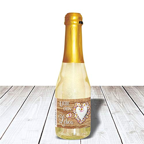 Piccolo Liebe Grüße | Beerenperlwein | 0,2 l Sekt halbtrocken | prickelnd freischer Fruchtsecco Perlwein aus weißen Beeren (Piccolo: - Liebe dein Leben -) von Andrea Verlag